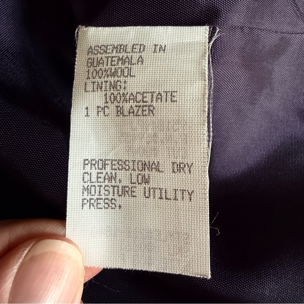 Vintage Jacqueline Ferrar Blazer Womens Navy One Button Wool Sz 8 - Business 90s - Picture 10 of 10